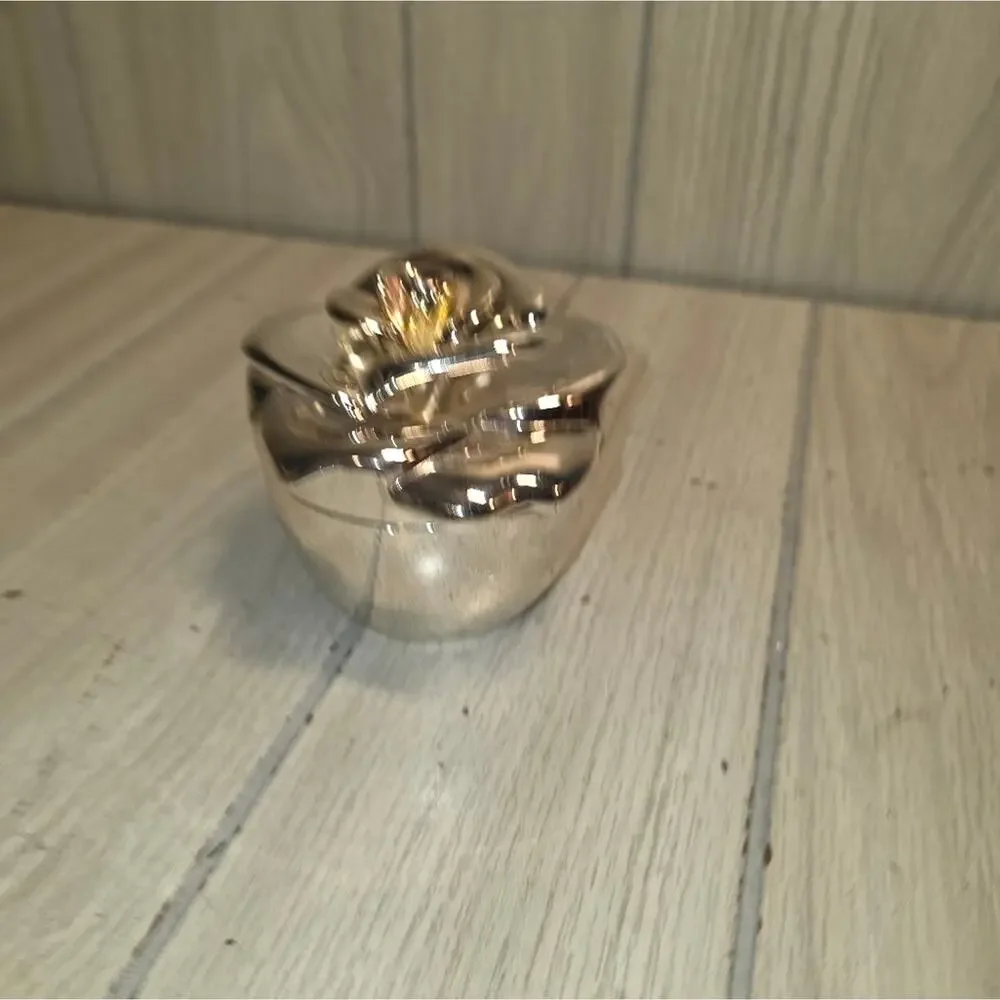 Vtg Silver Rose Felted Jewlery Box Trinket Gift Box 4